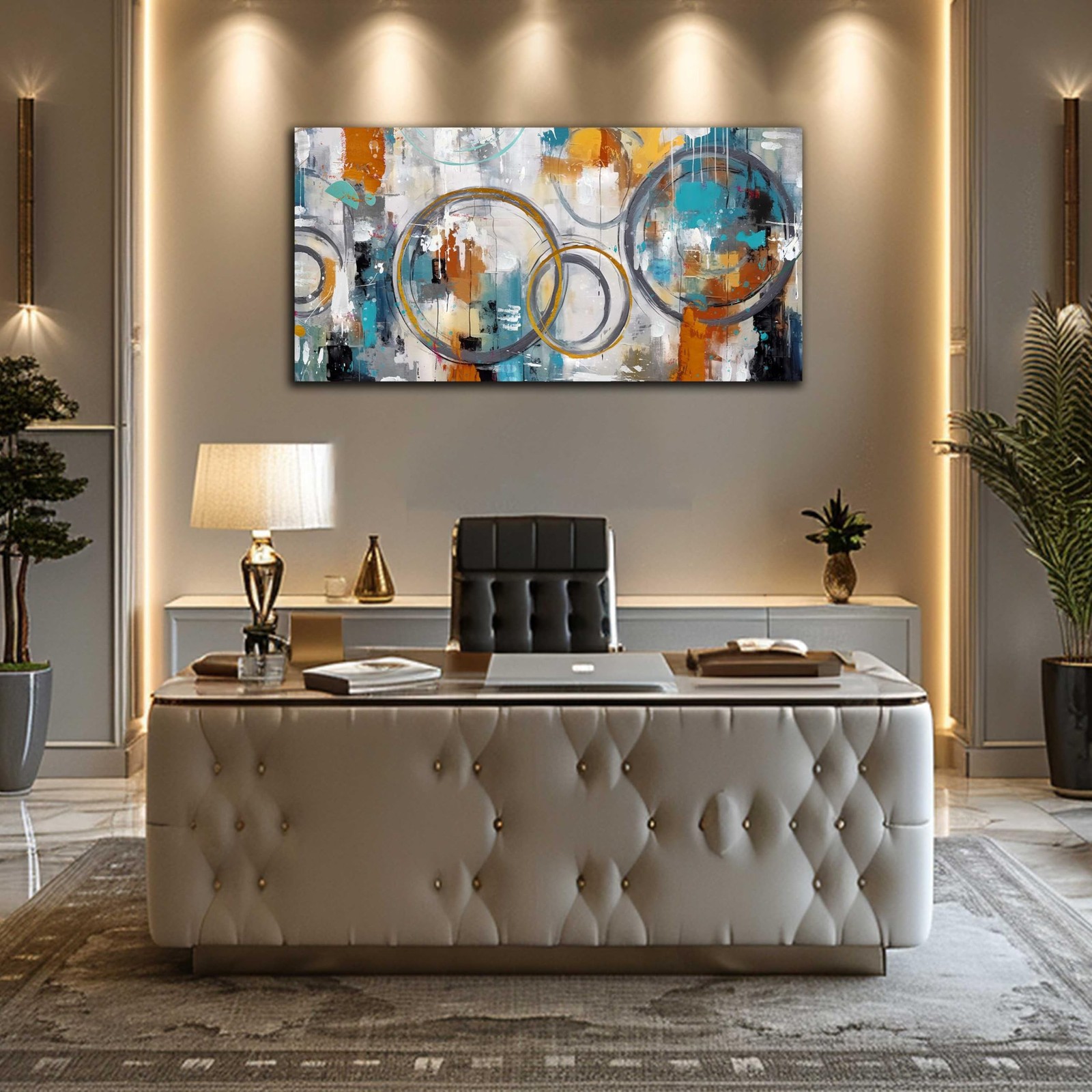 Modern Wall Art for Office Decor – Abstract Canvas Wall Art – Wall Pictures f…