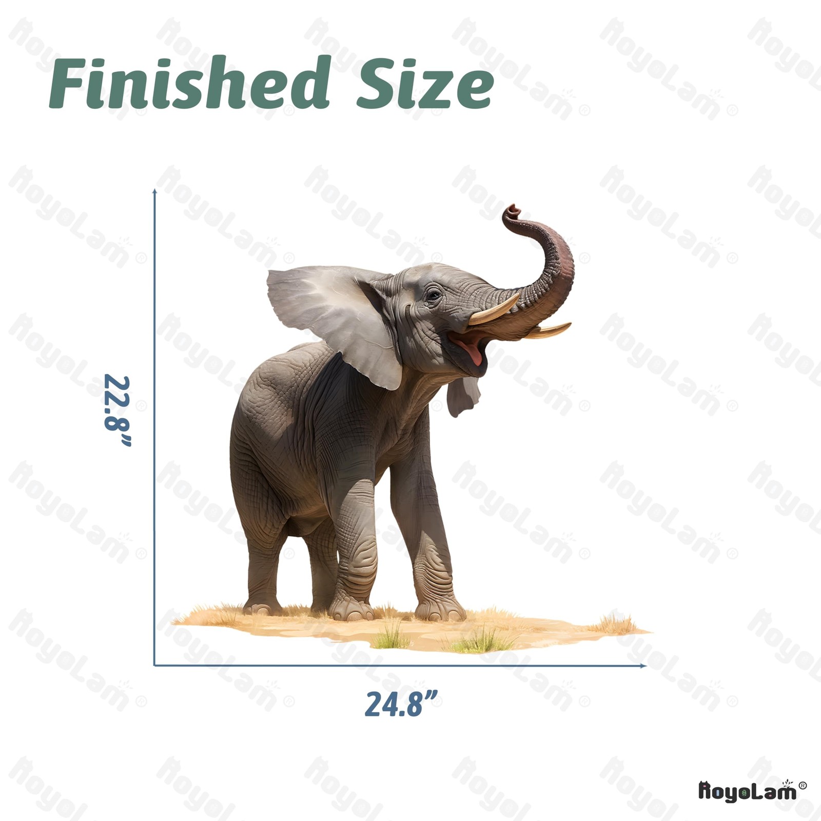 Lifelike Standing Elephant Wall Decal Nursery Tropical Animal Wall Sticker Re…