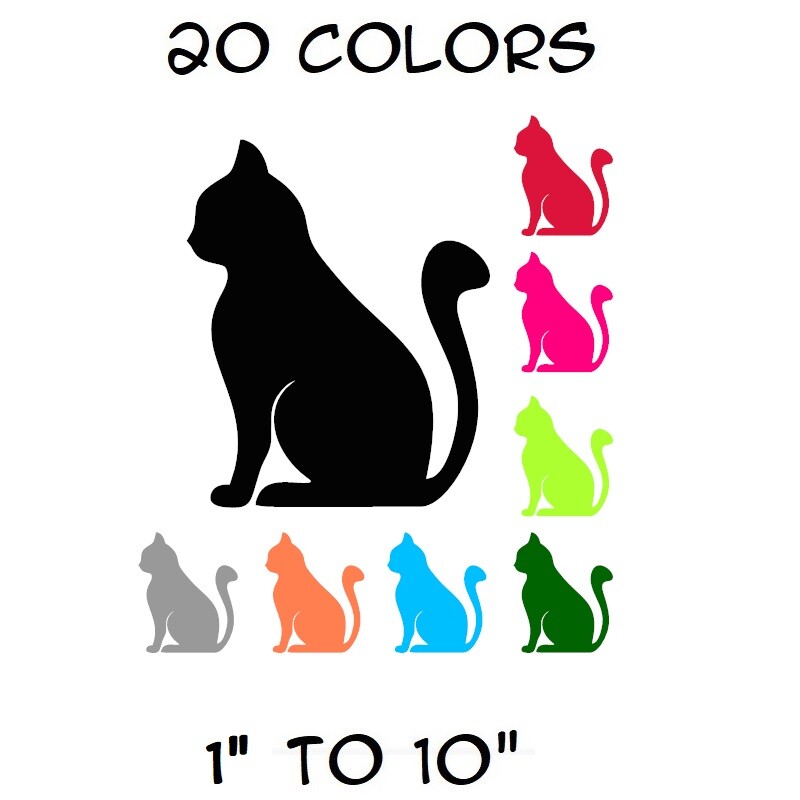 Cat Sticker Vinyl Decal – Kitten Silhouette Pet Animal Kitty Car Window Bumper