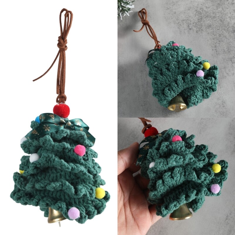 Handwoven Christmas Tree Pendant Charming Crochet Keychain Christmas Decorations