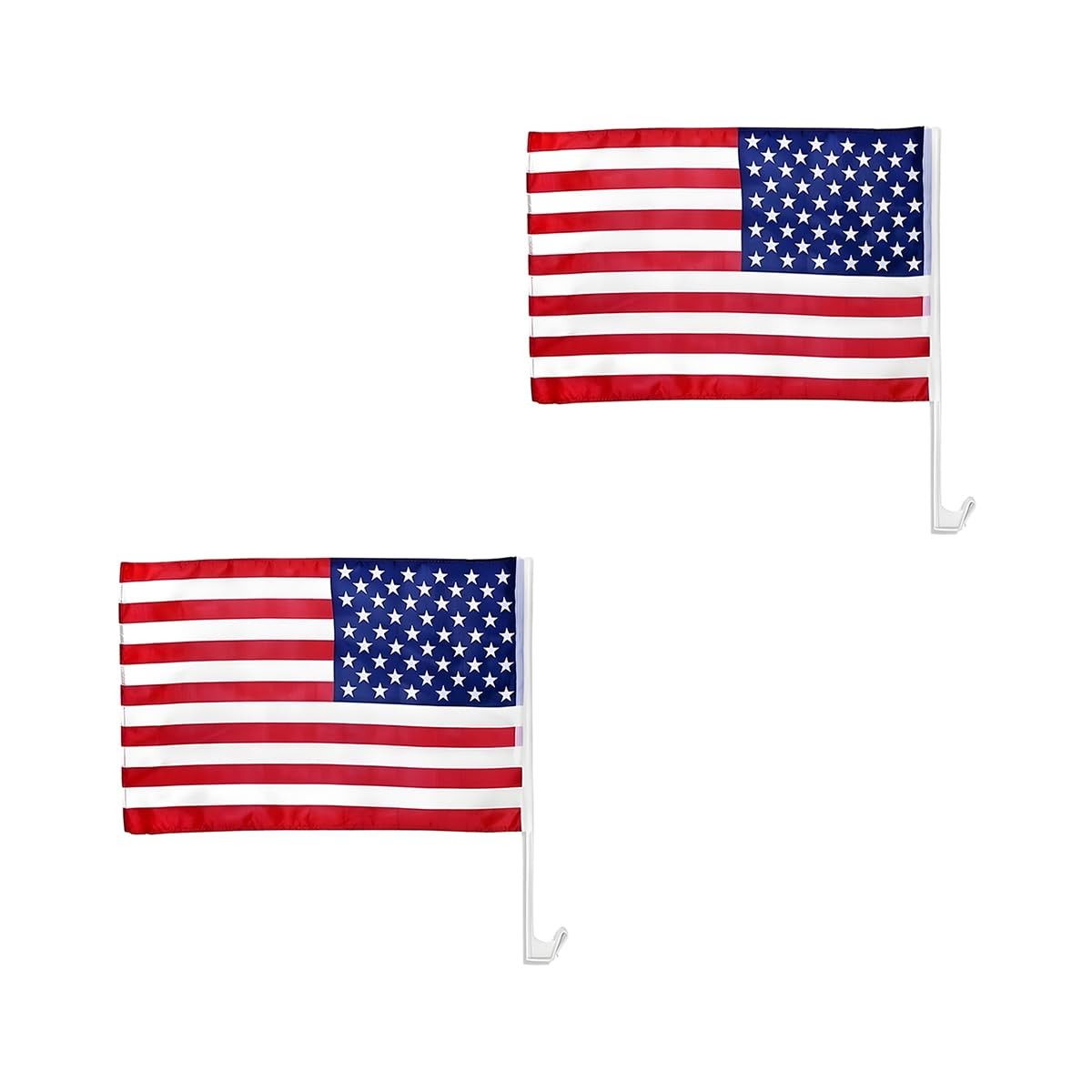 2 Pack 17×12 Inch American Car Flags with Window Clip Vehicle Window Mount Flag