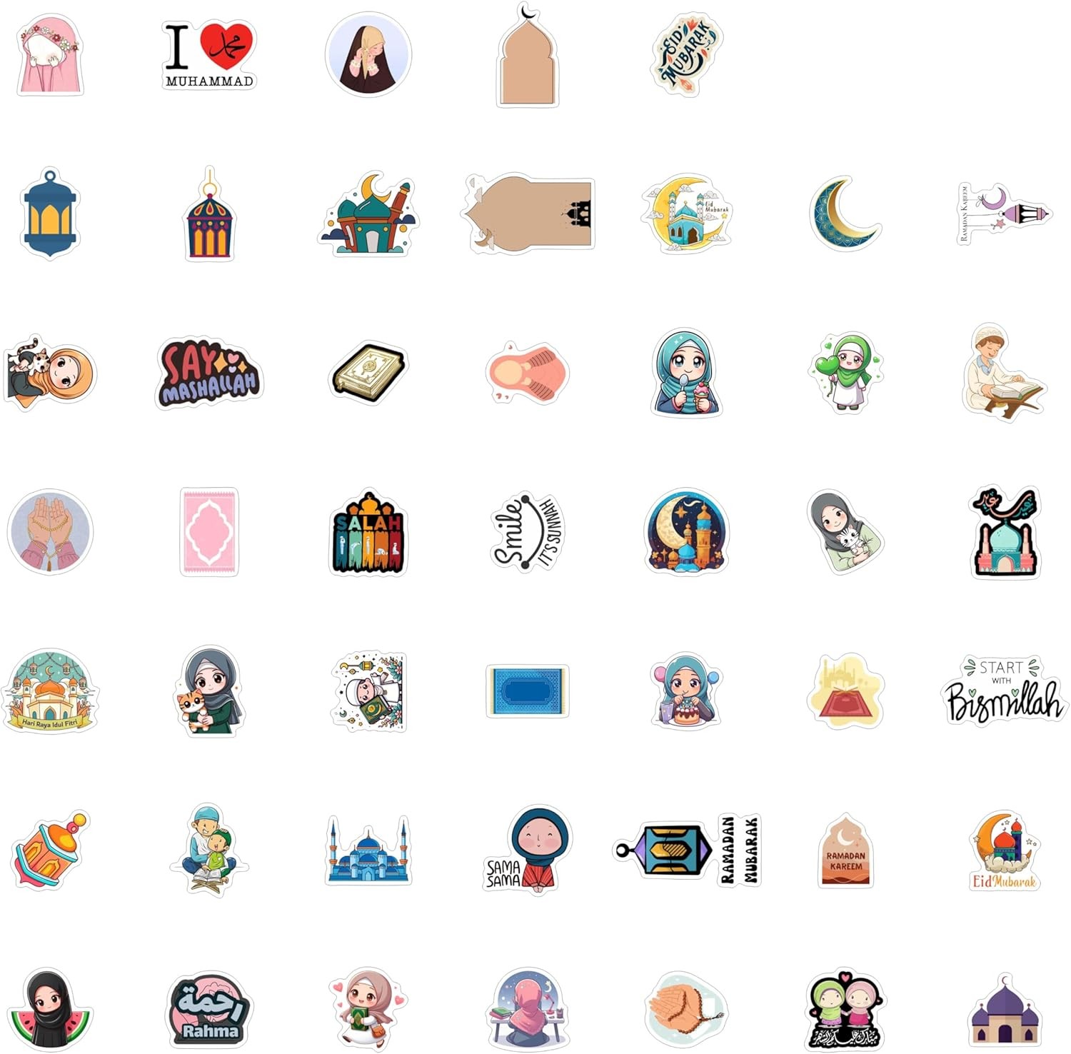 BulbaCraft Islamic Stickers for Ki_ds, Muslim Stickers for Water Bottle and Lapt