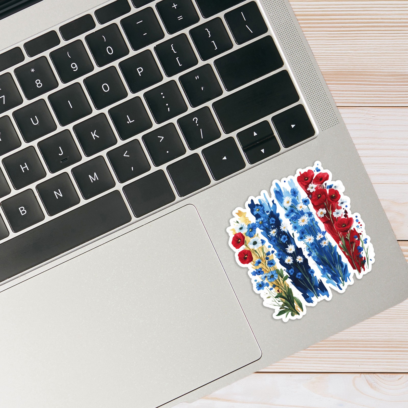 Red White Blue Flowers Brush – Vinyl Decal Sticker – Car Window Laptop – #1269