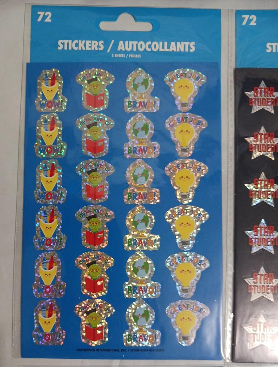 Foiled sticker school, home awards for kids + teachers 8 packs 576 foil stickers