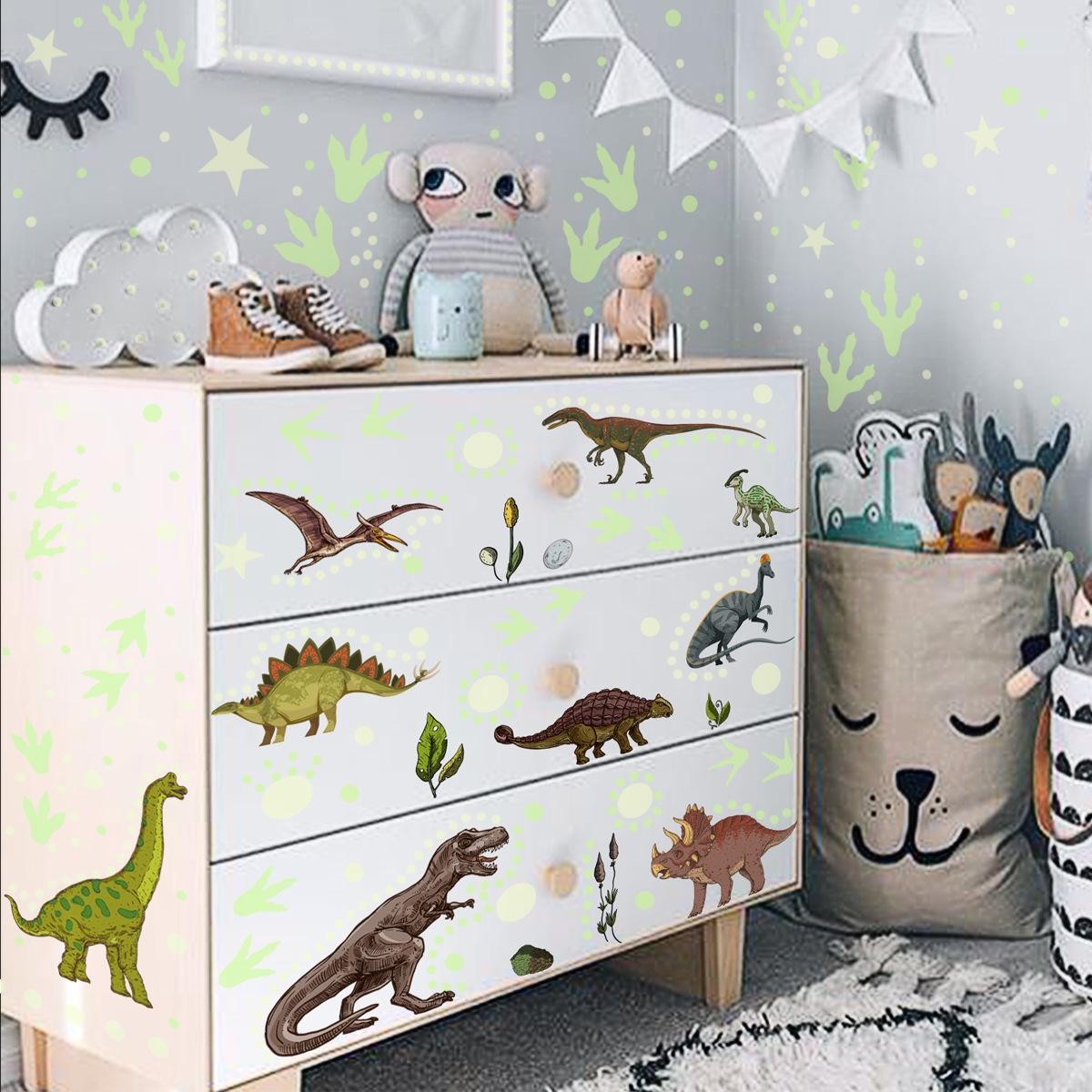 Glow-in-dark Dino Wall Decals – Removable, Luminous, Fun & Easy to Apply