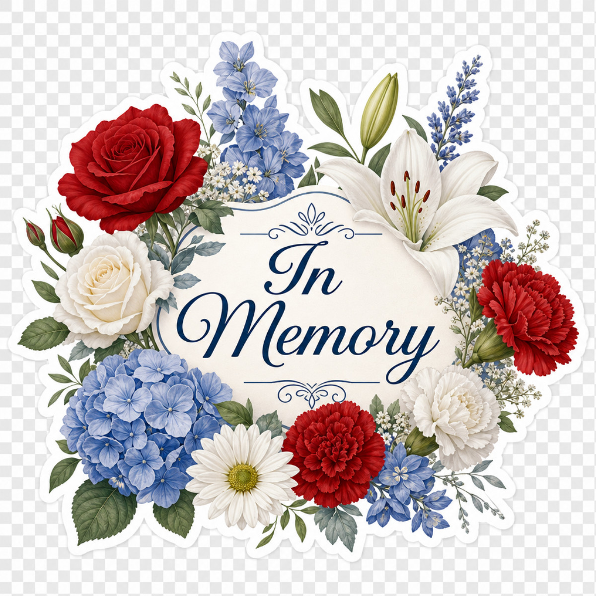 3 inch In Memory Floral Memorial Vinyl Sticker Sympathy Remembrance Decal
