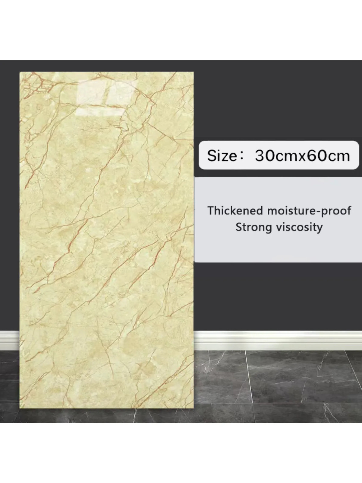 10-Pack Self-Adhesive Marble Tile Stickers – Waterproof 30X60Cm PVC Peel-And-Sti