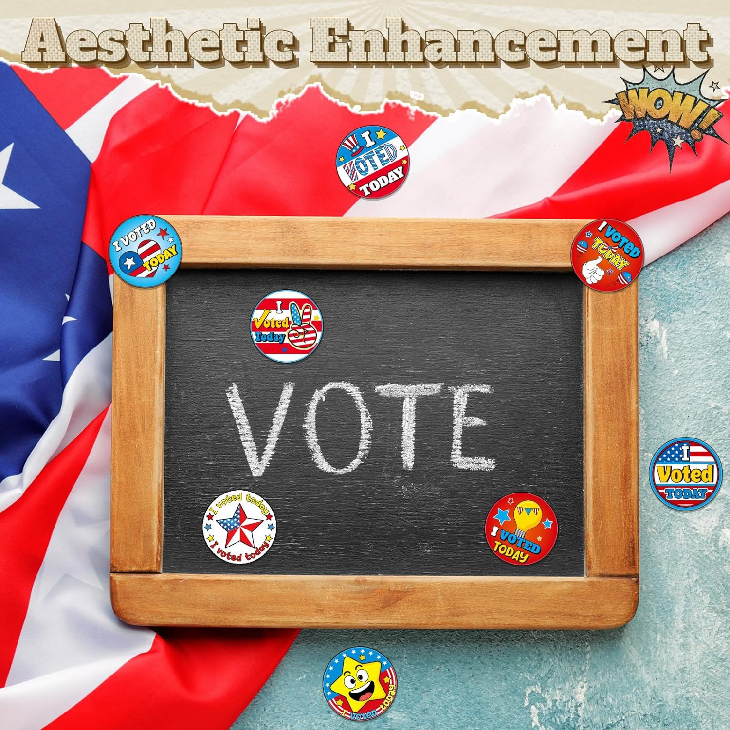 1 Roll I Voted Stickers 2026 for Kids 1.5 Inch round Self-Adhesive Labels