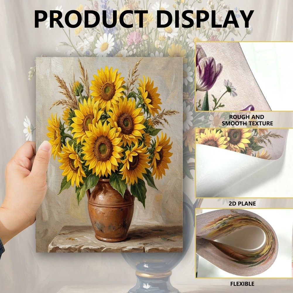 Floral Vase Art Print Set 4pcs Tear for proof Wrinkle for proof 8.26 x 11.81 in