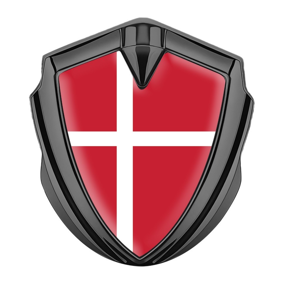 Denmark Flag Metal Shield Dome Sticker 3D Resin Decal Glossy Self Adhesive