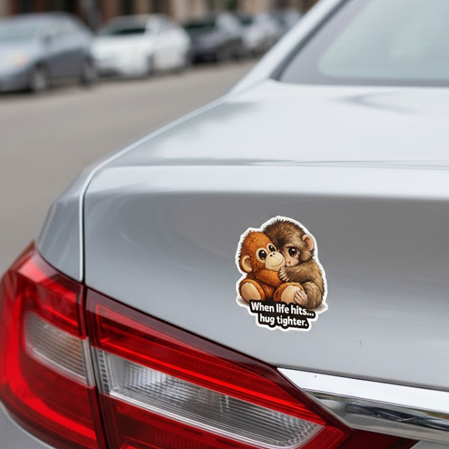 Punch Monkey “When Life Hits” Vinyl Sticker 3×3.5in Pack of 2