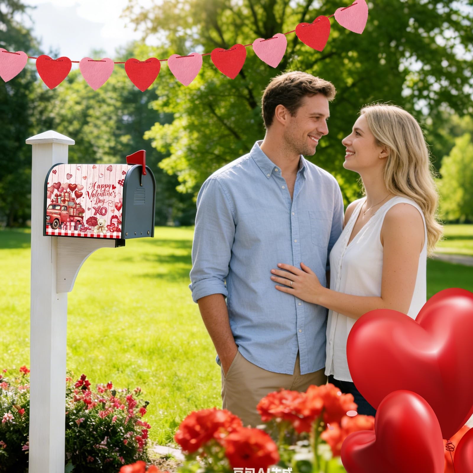 Valentines Mailbox Covers Magnetic Standard Size 18" X 21" Happy Pink