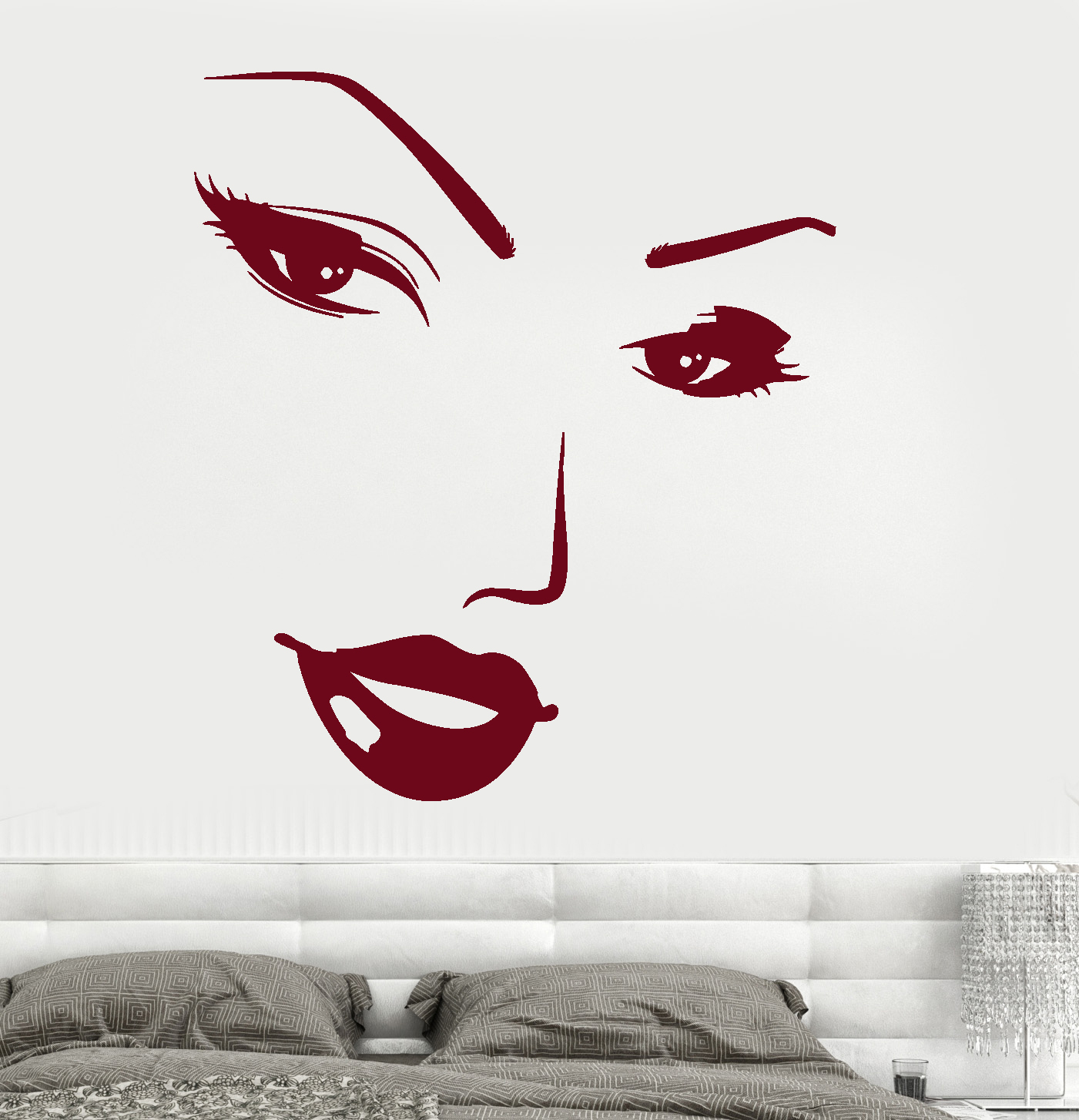 Wall Vinyl Decal Beauty Face Hot Sexy Lips Eyes Woman Girl Salon Decor z3755
