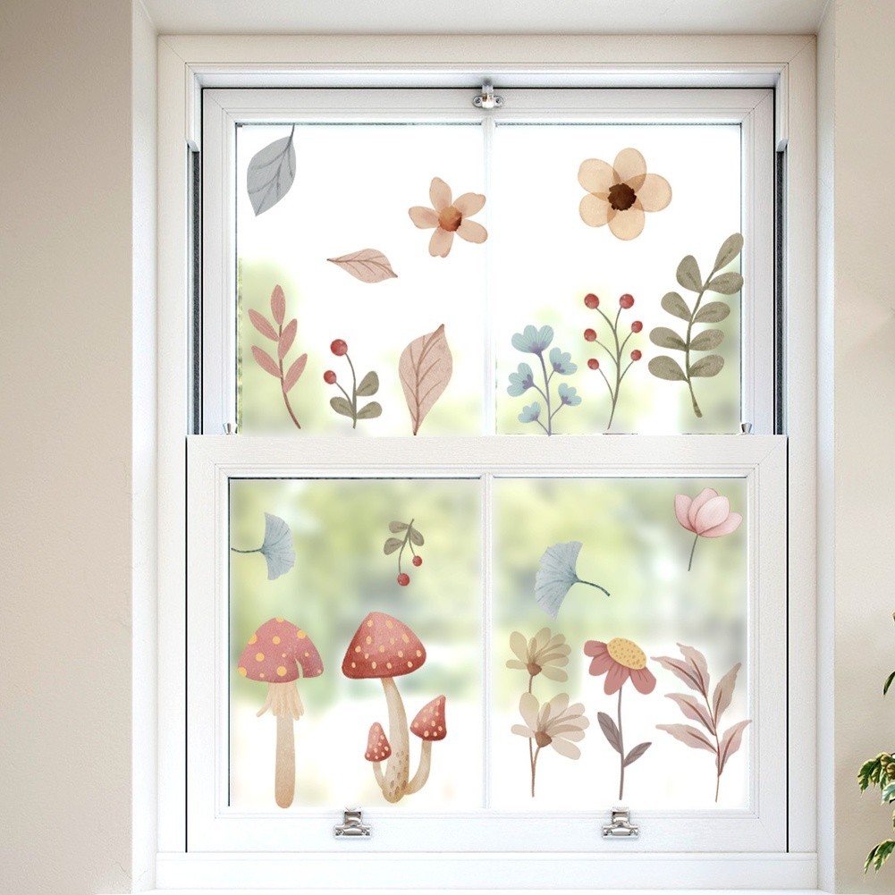 Mushroom Window Cling Waterproof Material Fade Resistant Design Easy Application