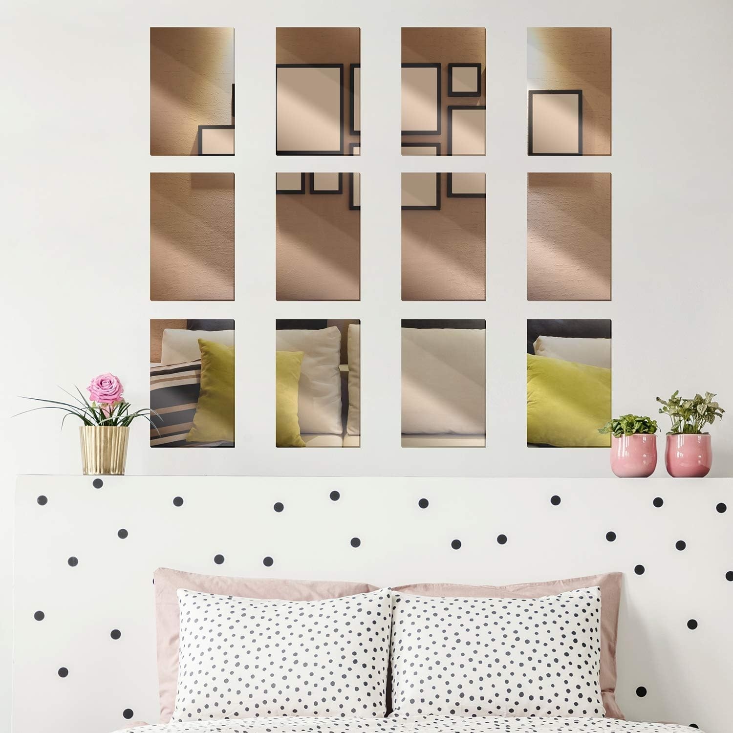 Durable Flexible Mirrors – 6 Pack Self-Adhesive Silver Tiles for Safe Home Decor