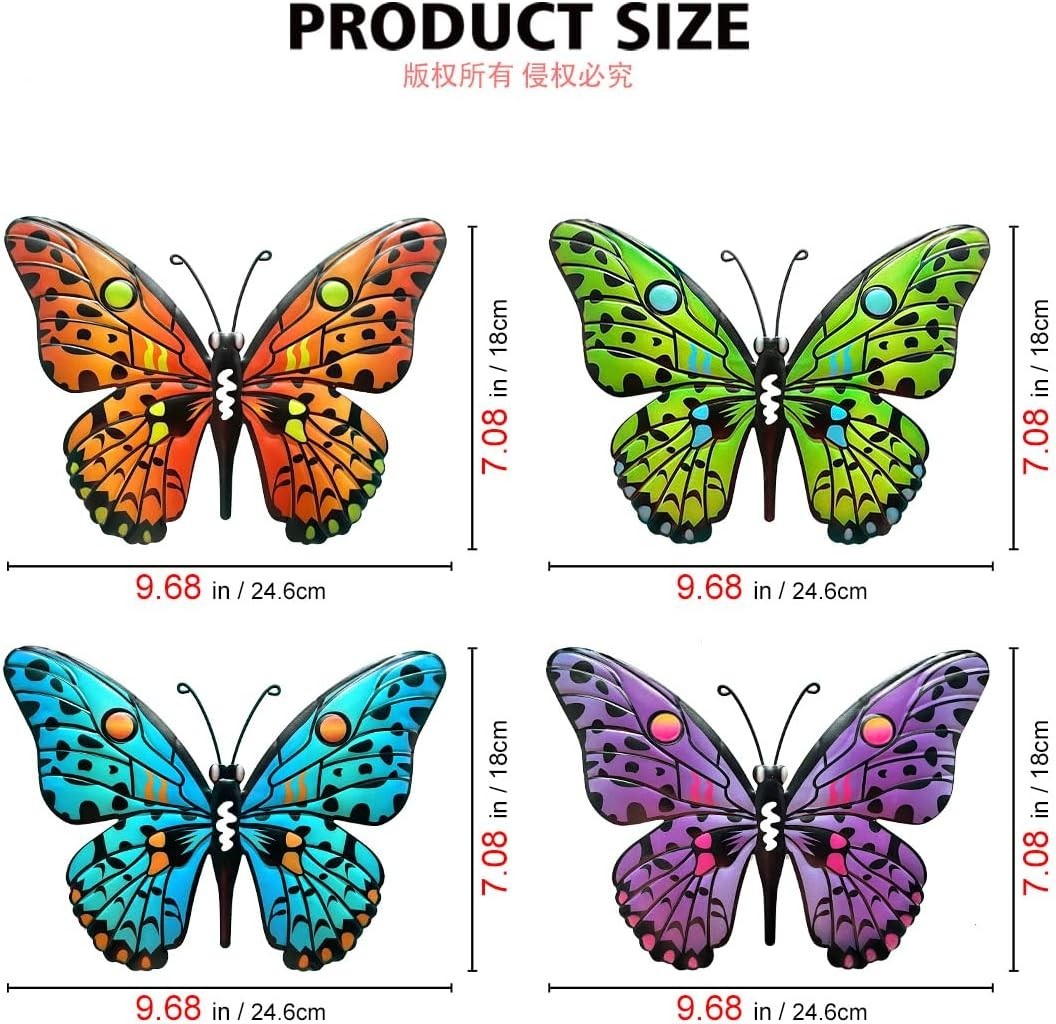 Set of 4 Butterfly Wall Hangings – Indoor Outdoor Decoration