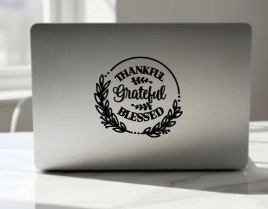 Thankful Grateful Blessed Inspirational Quote Vinyl Decal Sticker Wall Decor Art