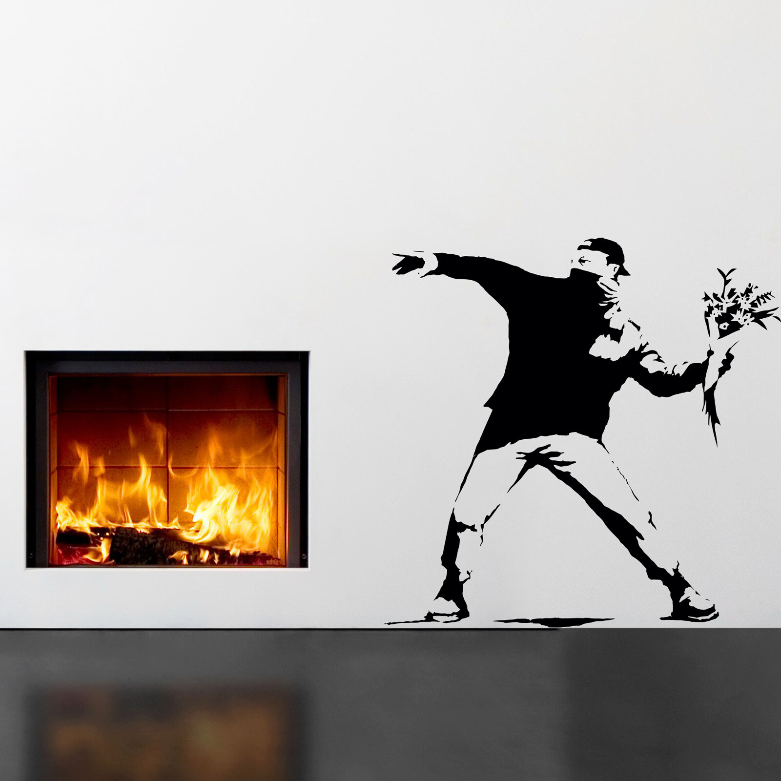 Banksy Flower Thrower Wall sticker Vinyl Mural Art Gift sticker living room