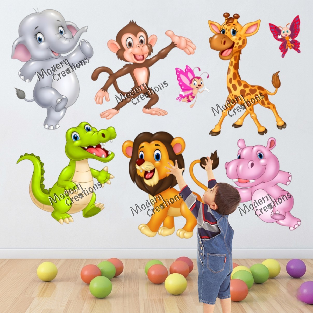Jungle Animals Wall Decals Stickers Kids Room Nursery Decor Removable Waterproof