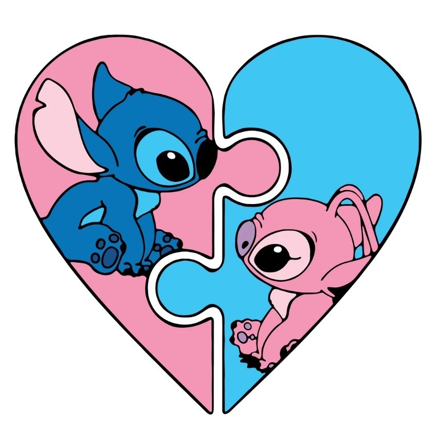 Stitch, a blue alien, and Angel, a pink alien VYNIL STICKER