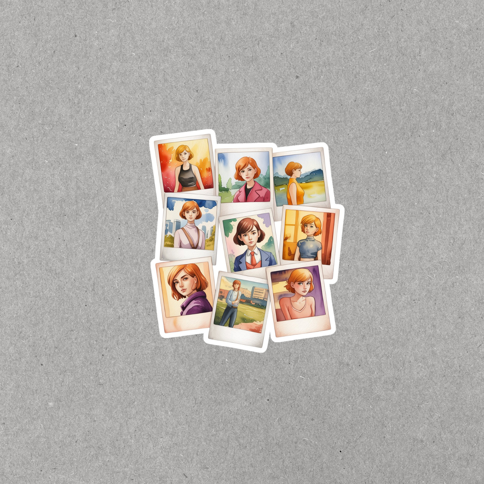 Vintage Polaroid Style Portrait Sticker Sheet Aesthetic Collage Art #6804