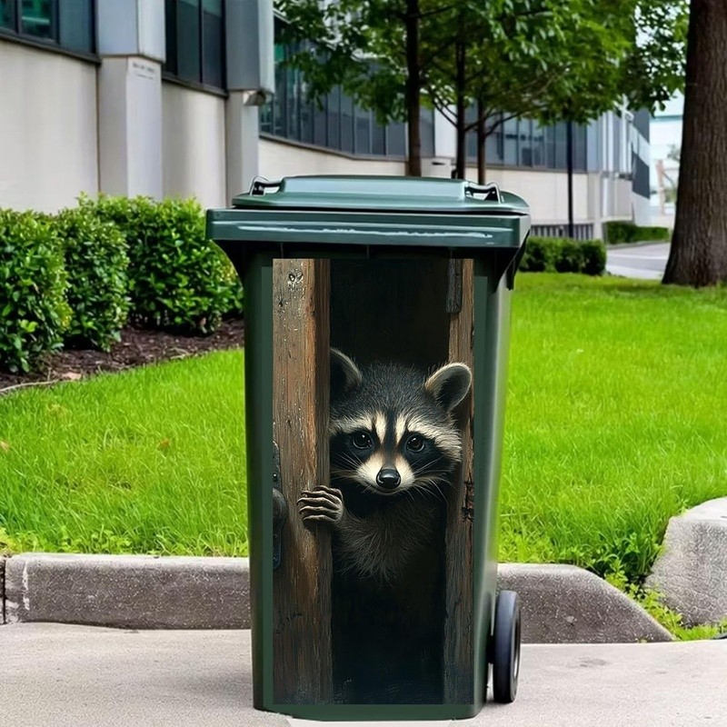 Funny Animal Pattern Trash Can Decal Large Bin Sticker DIY Decor Large Size New