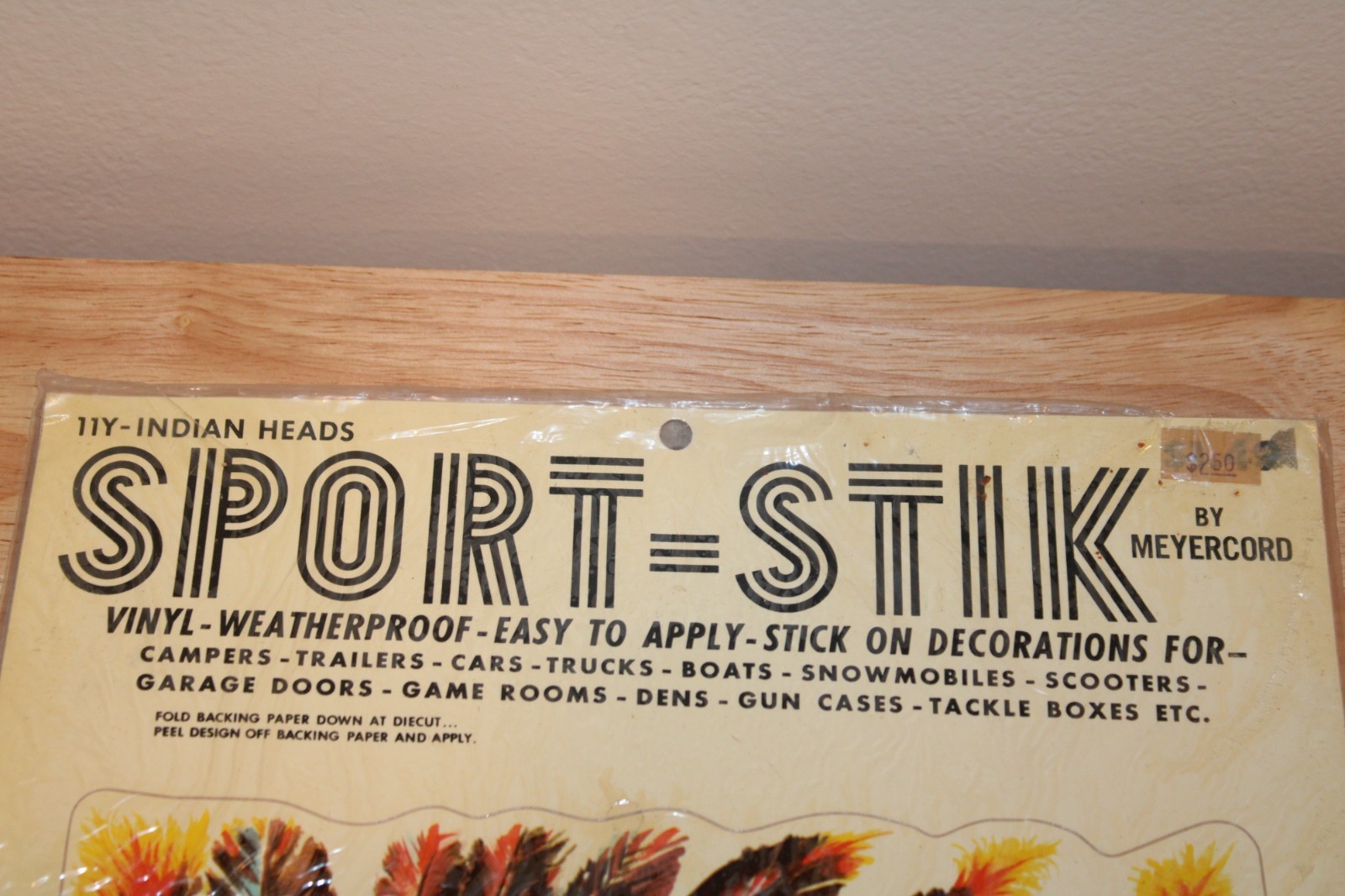SPORT-STIK Vintage Meyercord Vinyl 11-Y Native American Indian Chief Heads
