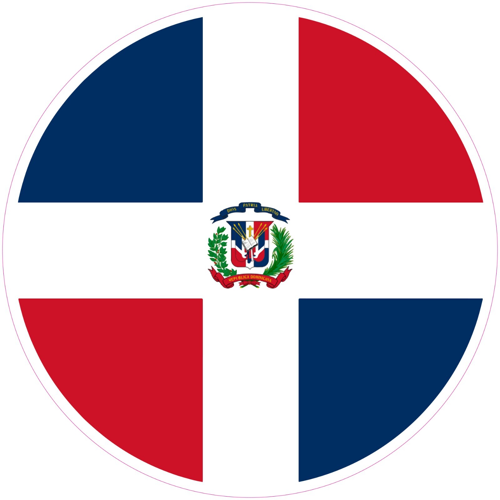 Dominican Republic Round Country Flag Vinyl Decal Sticker Car Truck Bumper Mug
