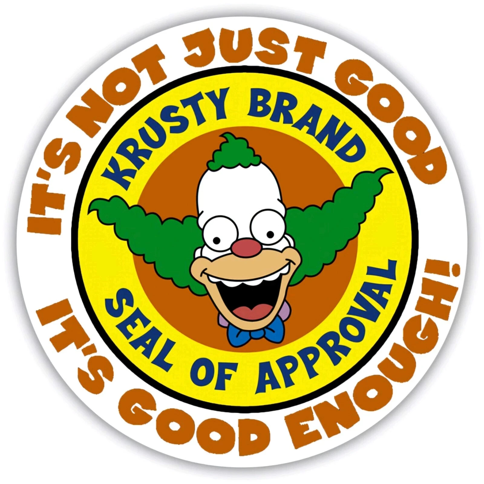 Krusty Brand Seal of Approval 4"x6" Vinyl Sticker Sheet – 6 per Sheet 1.75" each