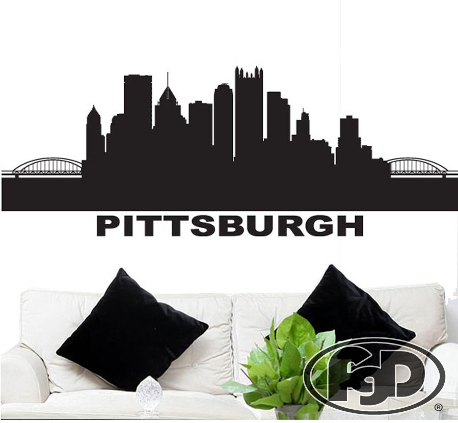FGD Pittsburgh Pennsylvania City Skyline in White or Black 20" x 54"