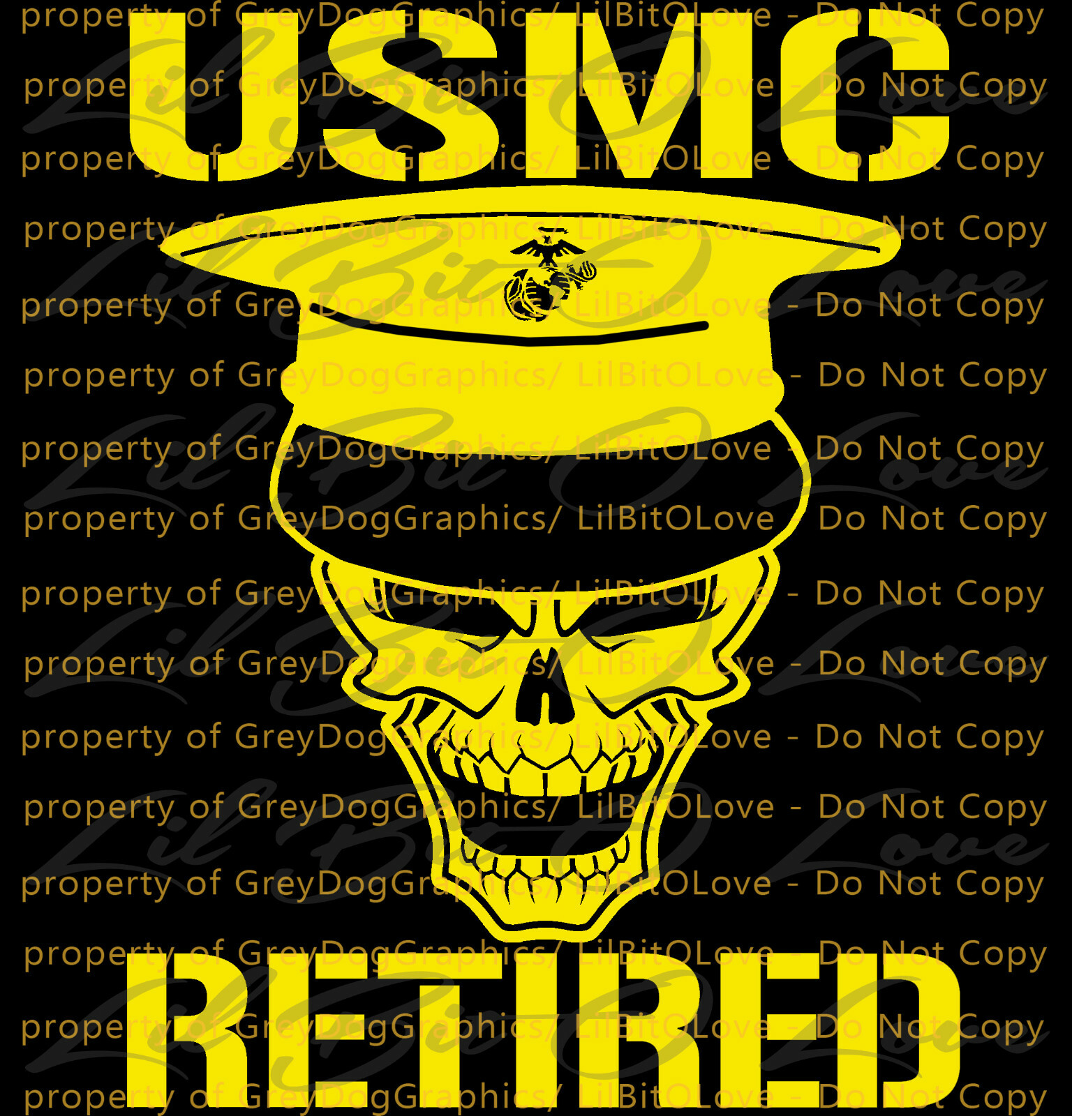 USMC RETIRED SKULL VINYL DECAL UNITED STATES MARINE CORPS STICKER MILITARY