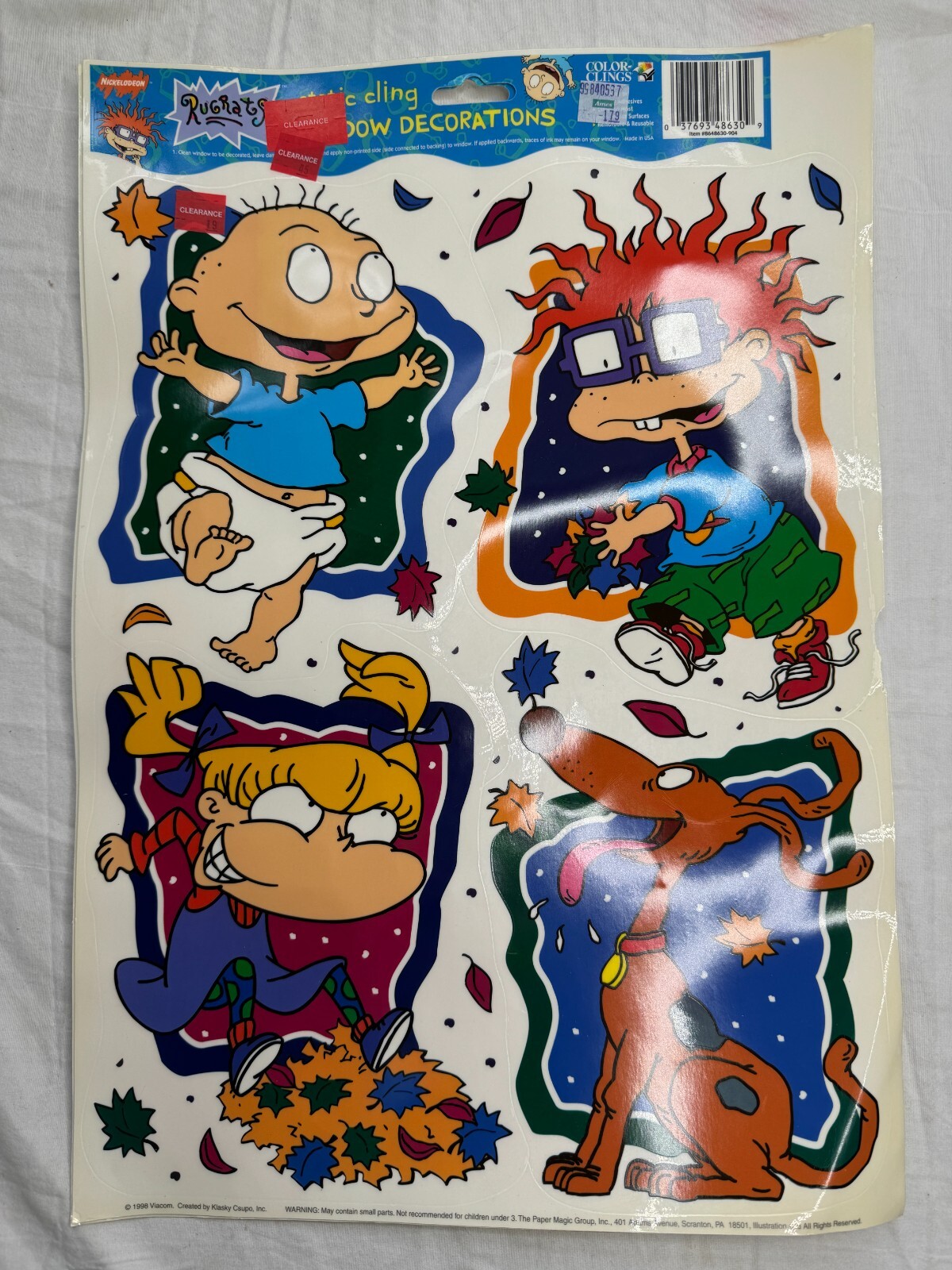 1998 Fall Season Window Clings – Rugrats – Window Decorations – Nickleodeon