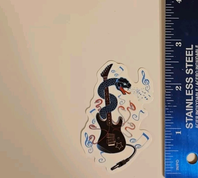 Electric Guitar With Snake Sticker / Decal For Laptop Guitar Case Or Accessories