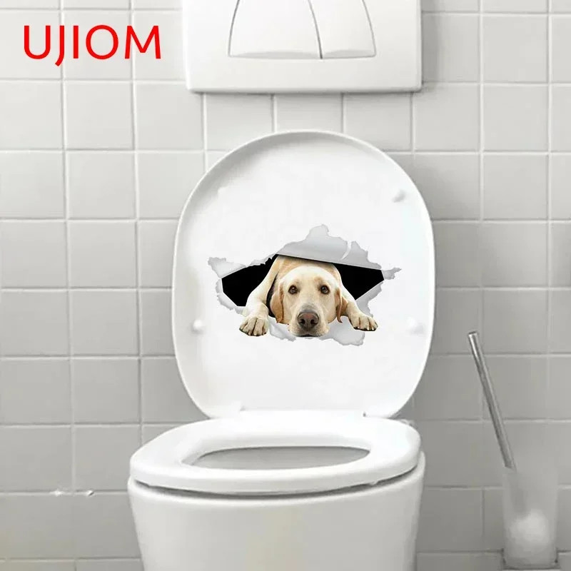 UJIOM 13cm Adorable Dog Wall Crack Sticker Personality Cupboard Home Decal