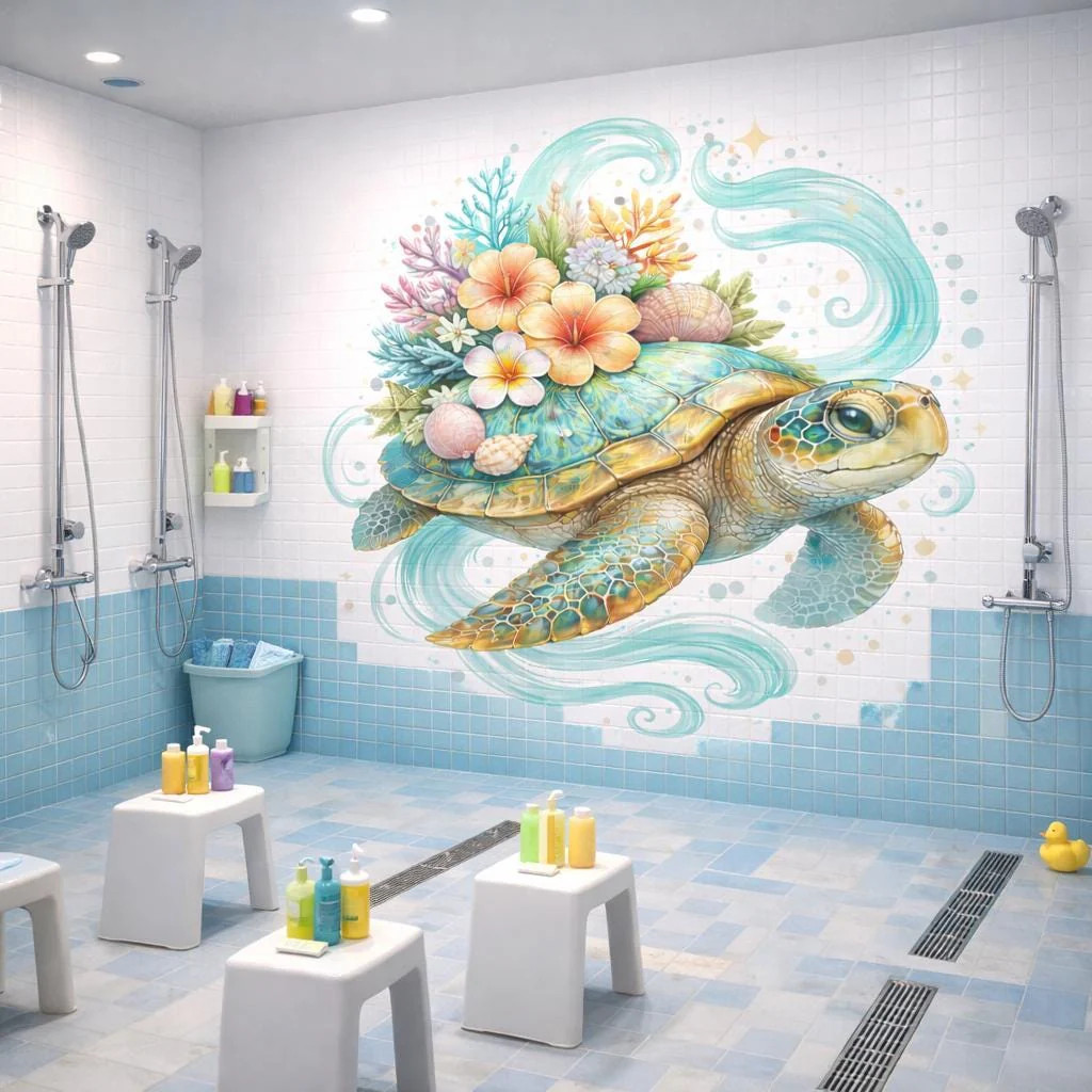 Sea Turtle Wall Decal | Tropical Floral Wall Sticker