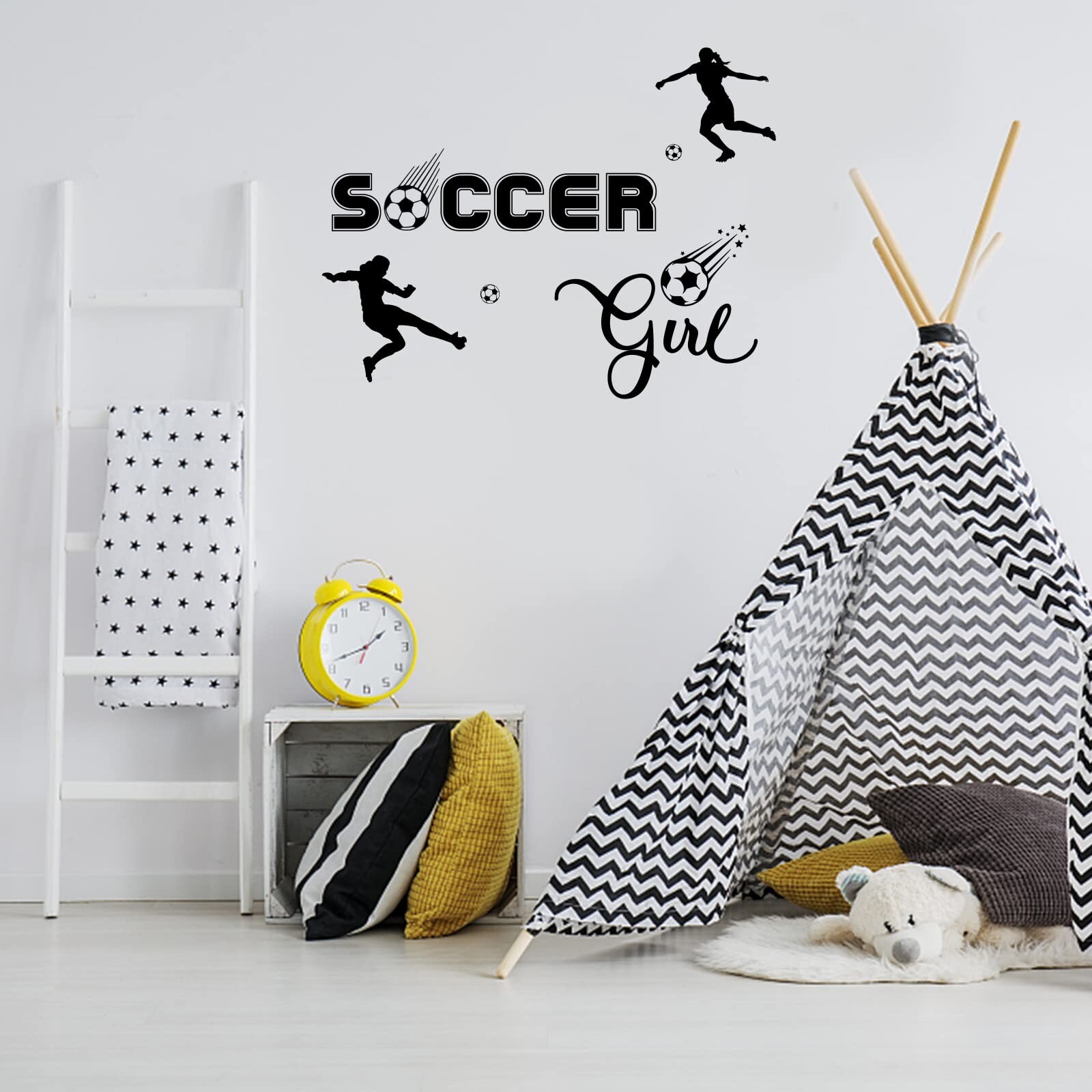 PLIGREAT Soccer Girl Quotes Wall Stickers, Peel and Stick Wall Decals, Remova…