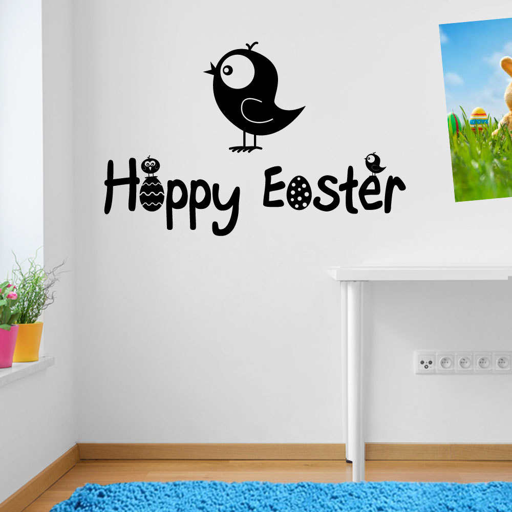 Happy Easter Chicks Birds Eggs Display Vinyl Window & Wall Decals Stickers A148