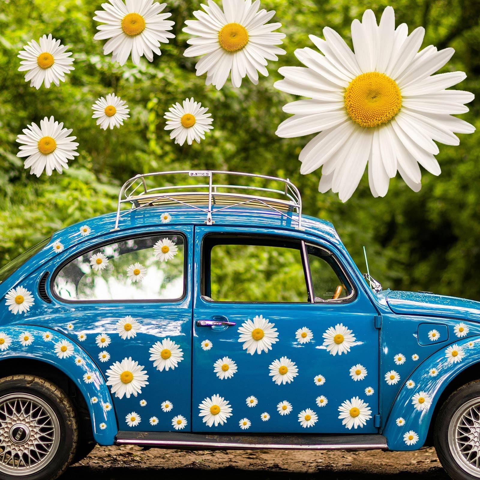 12 Sheets Daisy Stickers 130 Pcs Flower Car Decals Self Adhesive Vinyl Retro