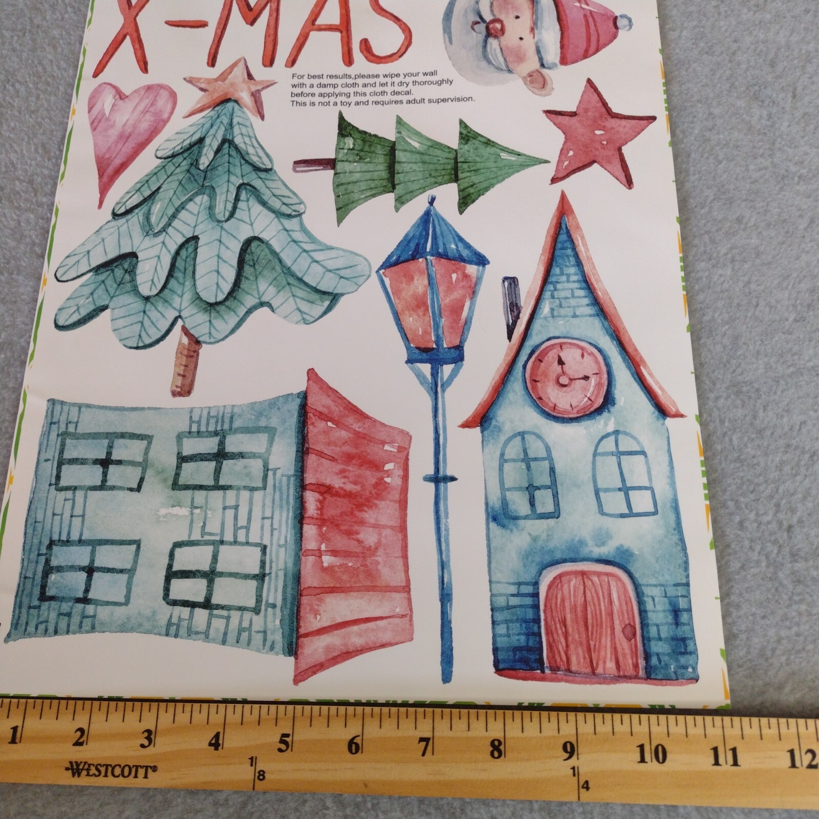 Peel & Stick Christmas Stickers Fabric Plastic Free Reusable Removable 3 Sheets
