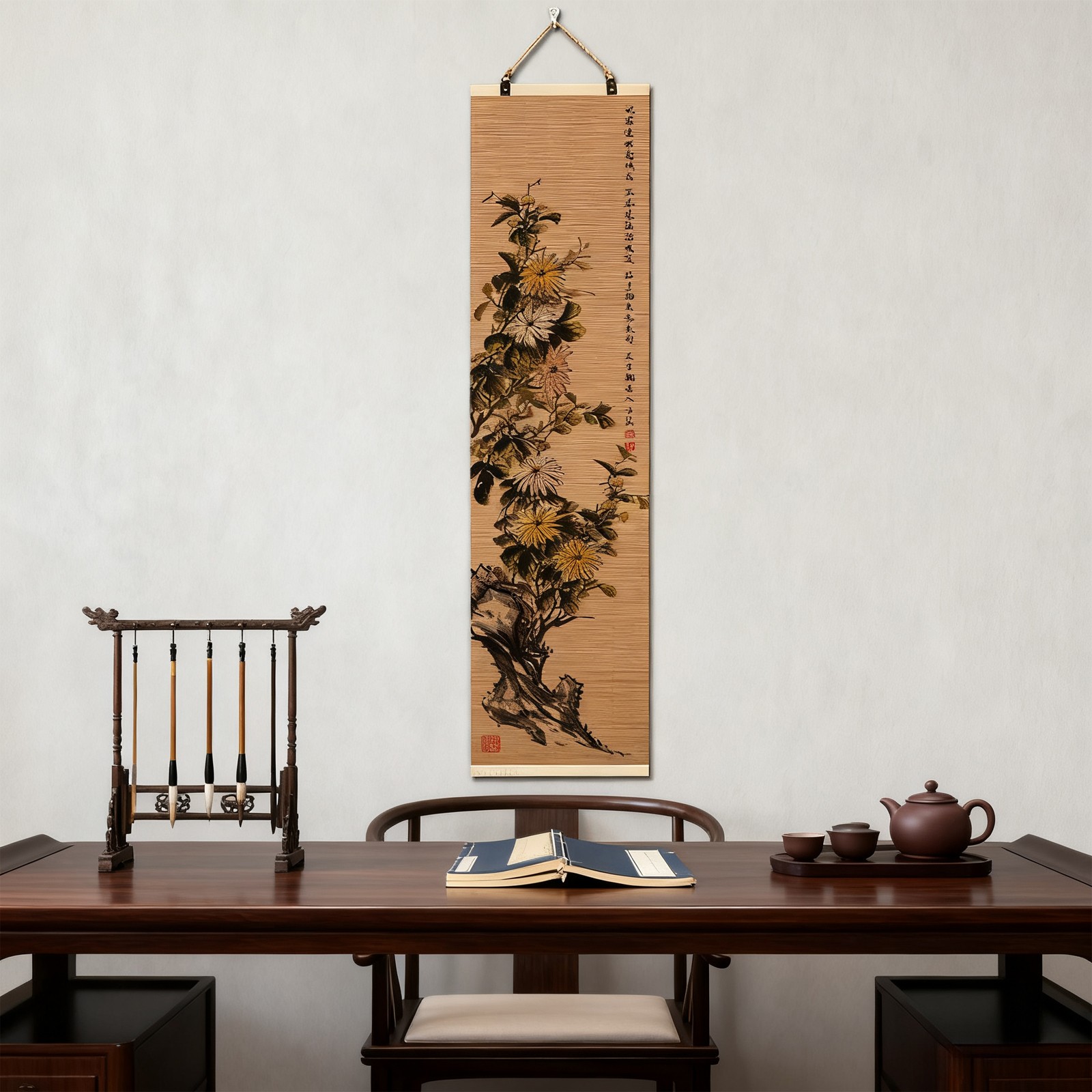 Chinese Traditional Bamboo Scroll Wall Art Orient Home Decor & Cultural Gift