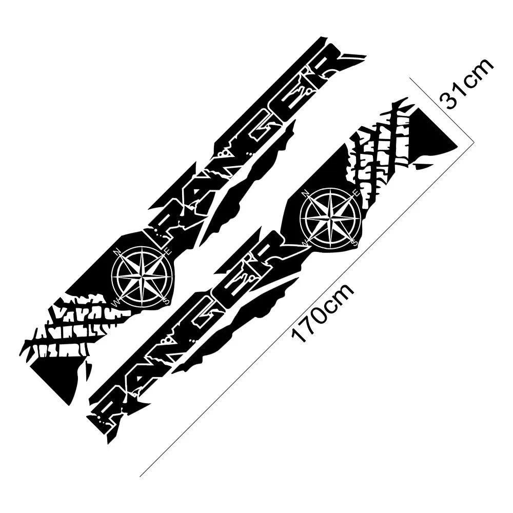 Aftermarket Tire Print & Compass Adventure Tail Decal for Ford Ranger Raptor Pic