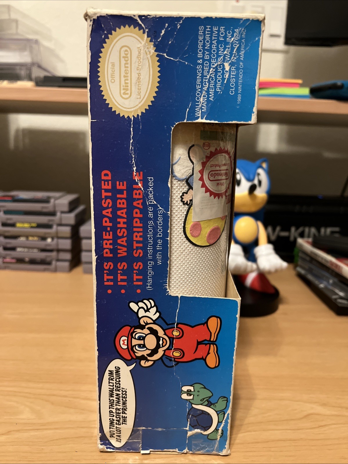 Nintendo Super Mario Vinyl Walltrim (1989) *Peach* New In Original Box 5 Yards