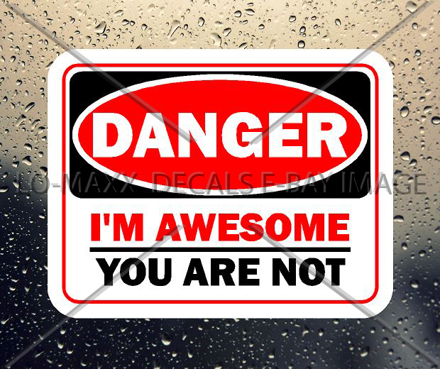 Danger I'm Awesome You Are Not Unique Funny Wacky Novelty Printed Vinyl Sticker