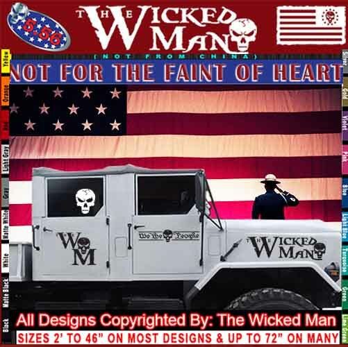 The Wicked Man – We The People Text USA Skull Decal Sticker