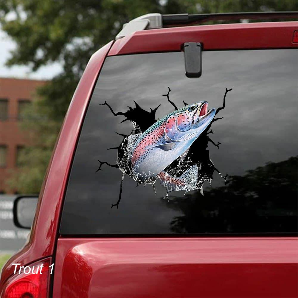 LARGE-SIZED CAR DECAL – FISH & FISHING – 8 CHOICES