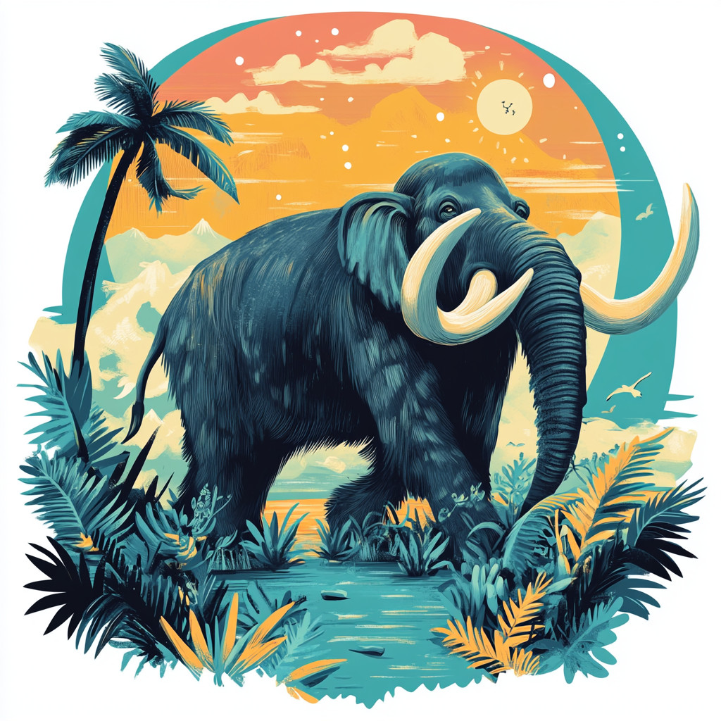 Wall Decal Sticker Mammoth Illustration Wall Sticker 18X18cm Large