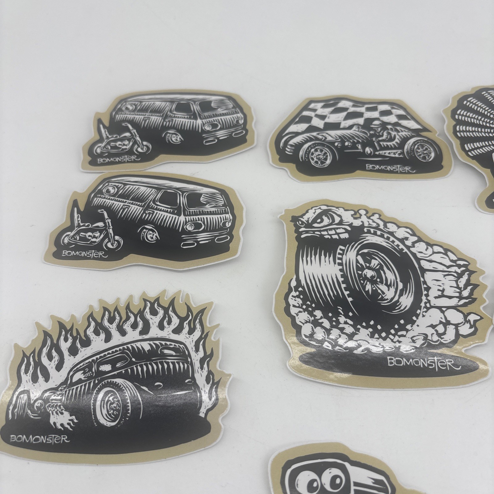 Lot of 18 BOMONSTER Hot Rod Vehicle Vinyl Stickers