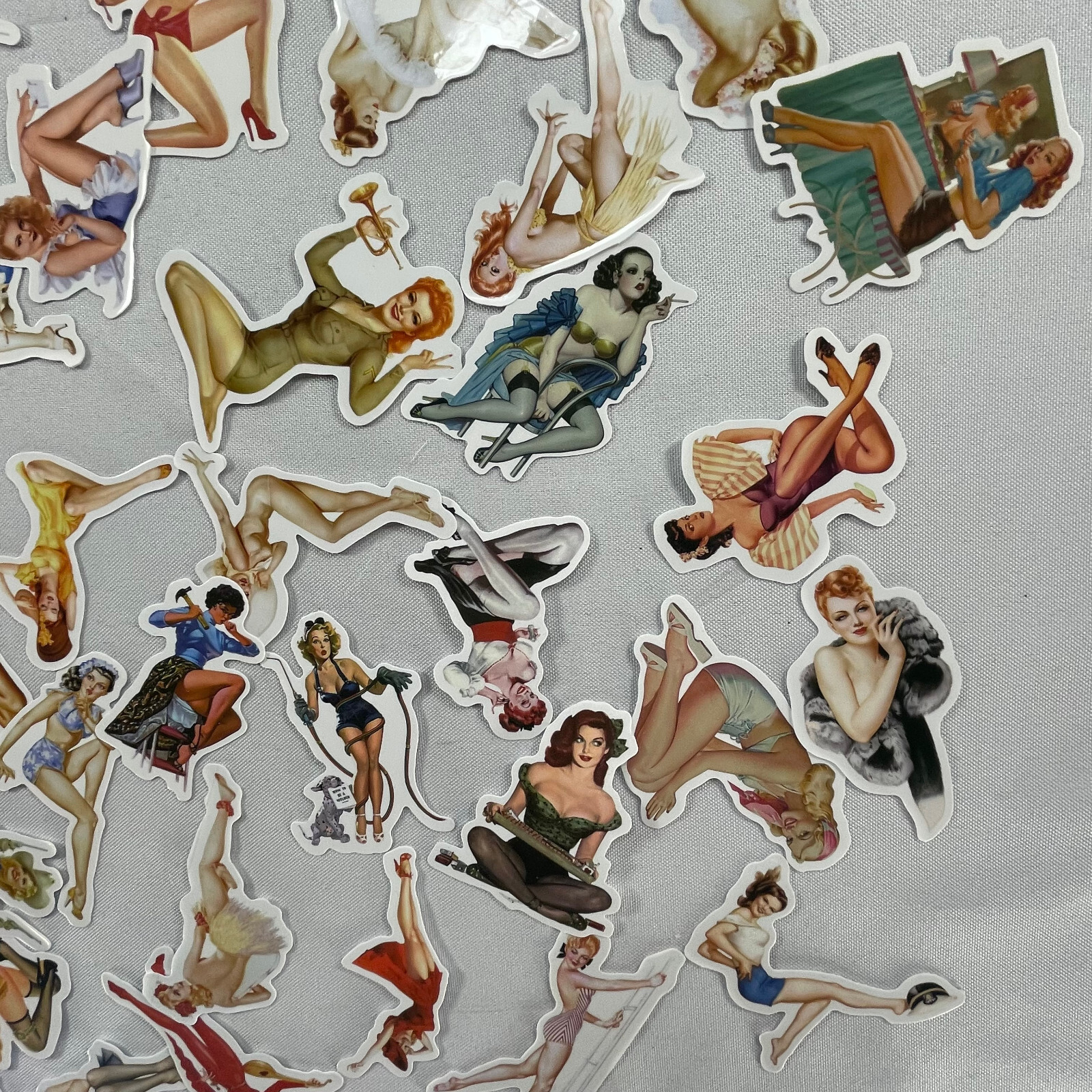 Lot of 66 Different 1" – 3" Vintage Style Female PinUp Stickers hot girls women