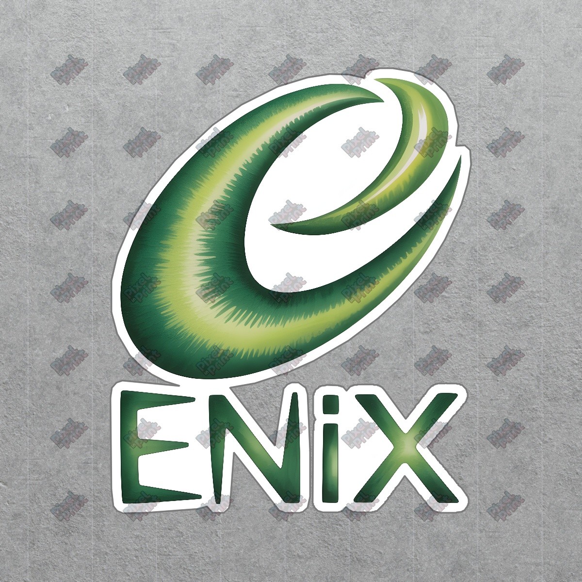 Stylish ENiX Logo Sticker Gaming Decor Green Swirl Design Perfect for #9074