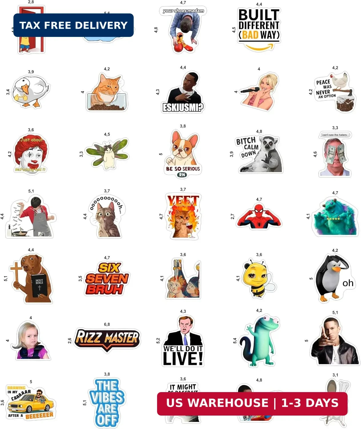 160Pcs Meme Stickers for Adults – Funny Stickers for Water Bottle, Pop Culture D